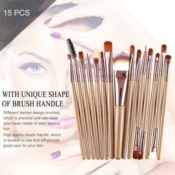 

15Pcs Soft Makeup Brushes Set Eye Shadow Foundation Powder Eyeliner Eyelash Lip Make Up Brush Cosmetic Beauty Tool Kit Hot