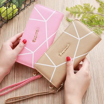

Geometric Pattern Long Zipper Wallet Billfold Women Phone Case Coin Pocket Change Purse Credit Bank ID Card Holders Hand Bags