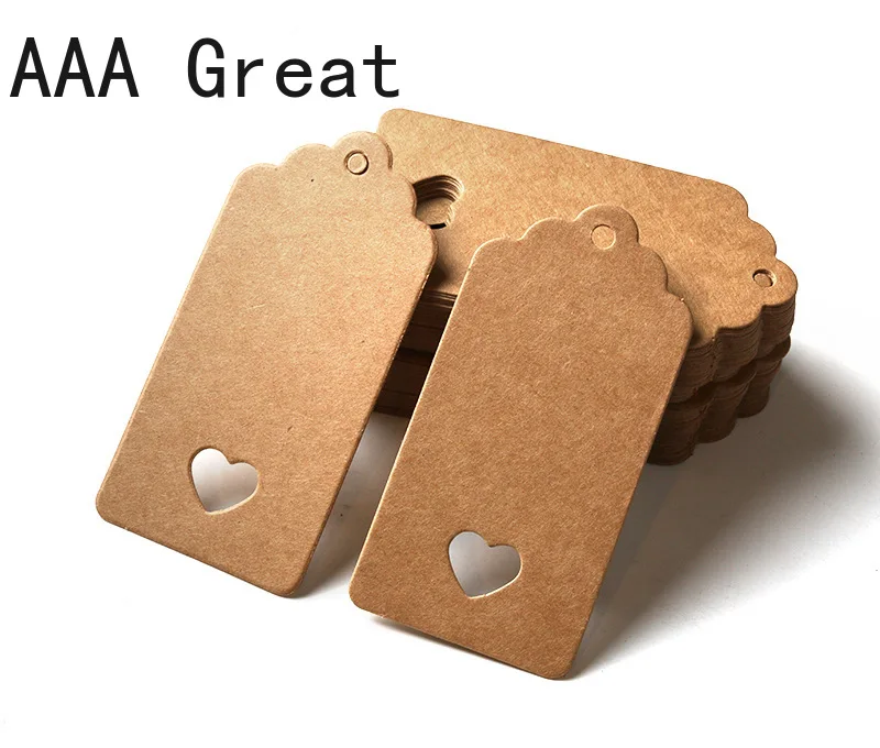 

100Pcs/Lot Labels Card Kraft Paper Tags Crafts Hang Tag Gift Wedding Party Decoration Birthday Packaging Price Tags Heart Hollow