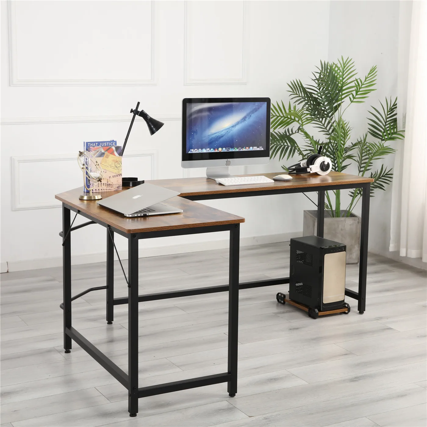 Ons Magazijn L-Vormige Desktop Computer Bureau Computer Tafel Pc Bureau  Draaiende Hoek Desk & Moderne Kantoor Studie Workstation bruin - AliExpress  Meubilair