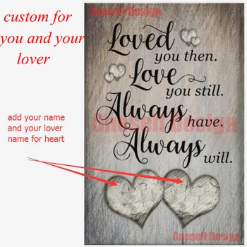 

custom lover heart add your and lover name to heart diamond painting full square 5d diamond embroidery livingroom wall sticker