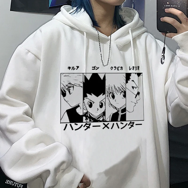 Толстовки Kawaii Hunter X толстовки Свитшот Killua Zoldyck Аниме Манга белые Bluzy Топы Одежда