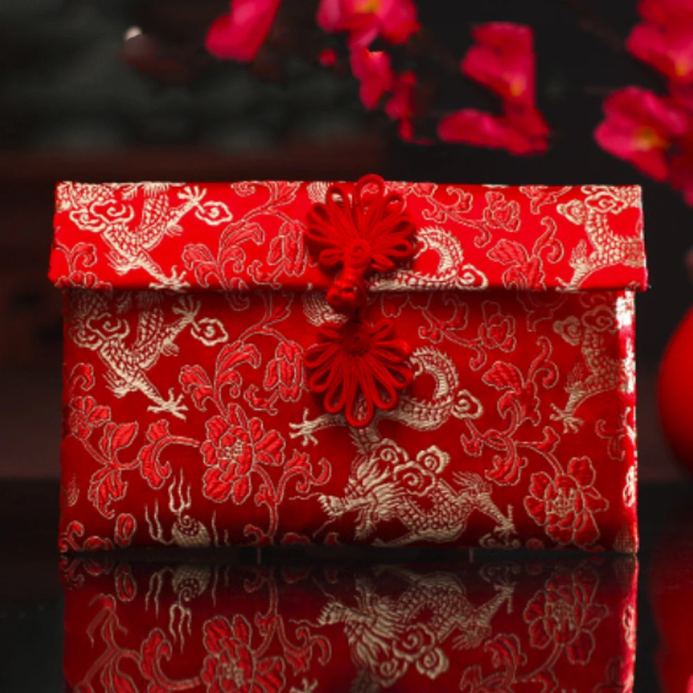 Brocade Red Envelopes Chinese Money Packets Exquisite Silk Cloth Dragon Phoenix Pattern Best Wishes Wedding Kids | Дом и сад
