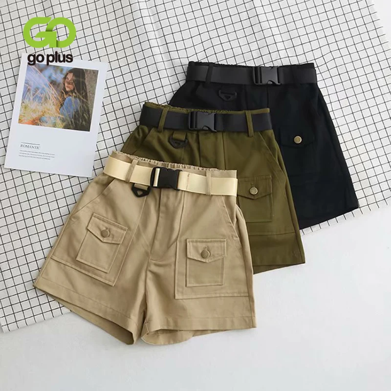 GOPLUS Women High Waisted Cargo Safari Style Biker Shorts Ropa Mujer Spodenki Damskie Chorts De Mujer