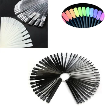 

50 Clear False Display Nail Art Fan Wheel Polish Practice Color Tip Stick