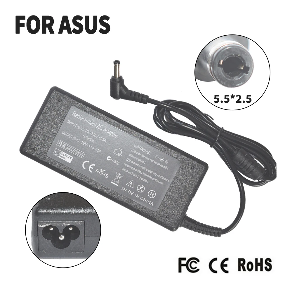 19V 4.74A 5,5*2,5 мм 90 Вт для ASUS адаптер переменного тока Питание ноутбук Зарядное устройство ADP-90AB ADP-90CD дБ A46C M50 X43B S5 W7 F25