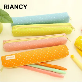 

Kawaii candy color school pen case fabric pencil bag etui a crayons cuir pencil pouch stifte tasche pencil case school bag 04908