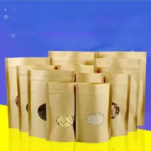 50 шт./лот замка застежка-молнии из крафт-бумаги Бумага окна Чай мешок встать подарок сушеные Еда Чай мешки упаковки застежка-молния с обратным мешок запечатывания