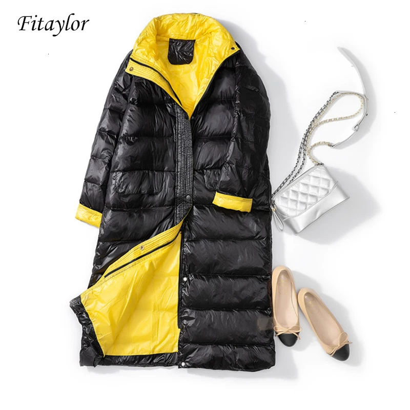 Fitaylor Новый женский 90% ультра светильник белая утка Donsjack зимняя длинная куртка Женская свободная ветровка