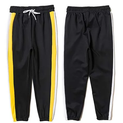 Хип-хоп Боковые Полосатые брюки Jogger мужские осенние уличная Harajuku спортивные брюки повседневные хипстерские спортивные брюки японские - Цвет: B239909 Black