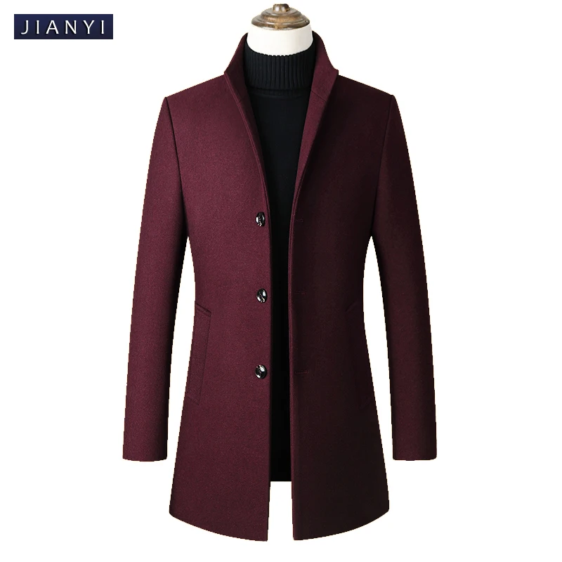 Men Wool Blends Coats Autumn Winter New Solid Color High Quality Men's Wool Jacket Mid-length single-breasted stand-collar coat Men Wool Blends Coats Autumn Winter New Solid Color High Quality Men's Wool Jacket Mid-length single-breasted stand-collar coat