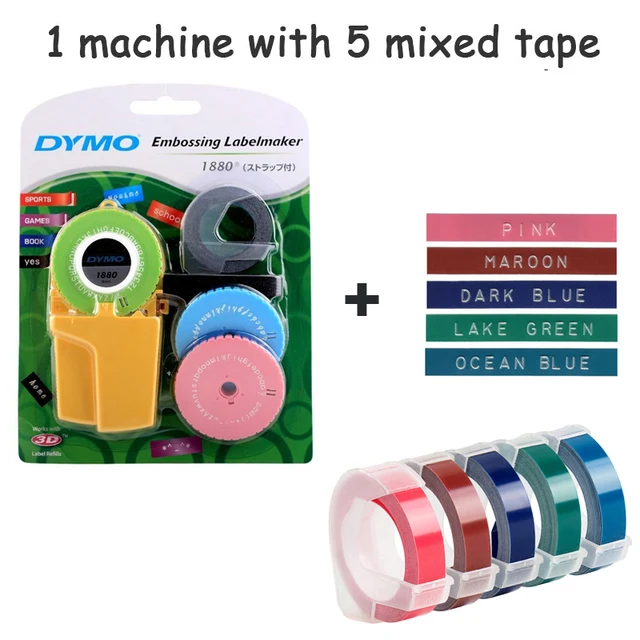 Dymo 1880 Embossing Manual Label Printer with 3D Embossing tape plastic label for Dymo label maker machine Manual Typewriter machine with tapes