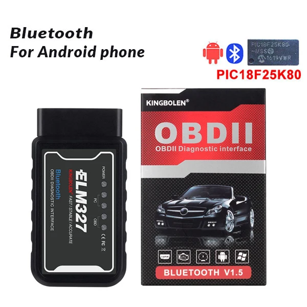 Мини ELM327 WiFi/Bluetooth V1.5 PIC18F25K80 чип OBDII диагностический инструмент IPhone/Android/PC ELM 327 V 1,5 автоматический сканер считыватель кода - Цвет: ELM327 bluetooth