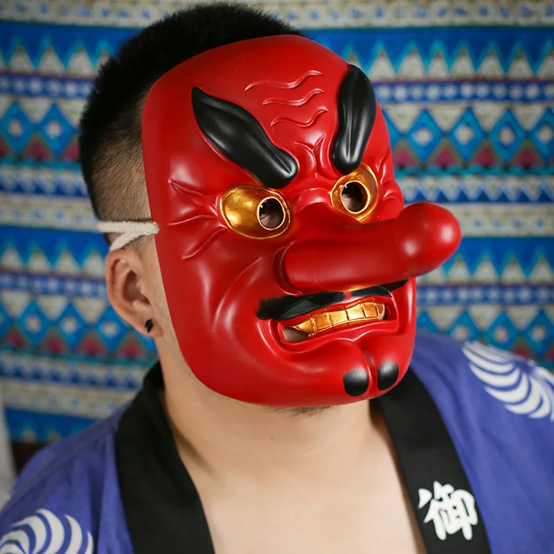 Японская Маска Кабуки из смолы праджна буддистская маска Noh Тэнгу для Хэллоуина