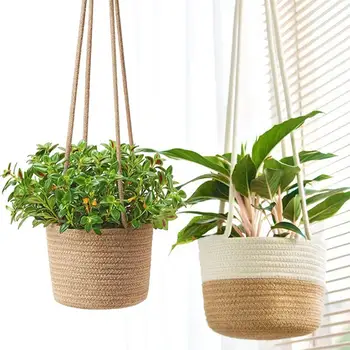 

Nordic Plants Hanger Cotton Rope Wall Hanging Woven Planter Storage Basket Indoor Outdoor Flower Holder Garden Ornament