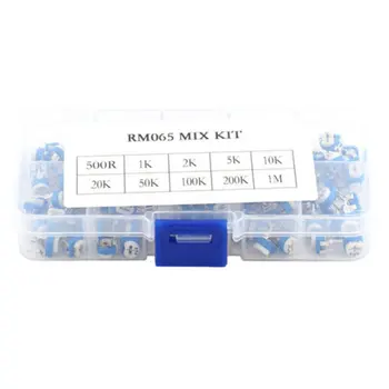 

100Pcs RM065 Trimpot Potentiometer Assortment Kits 10 Values Variable Resistor Vertical Adjustable Resistor Kit