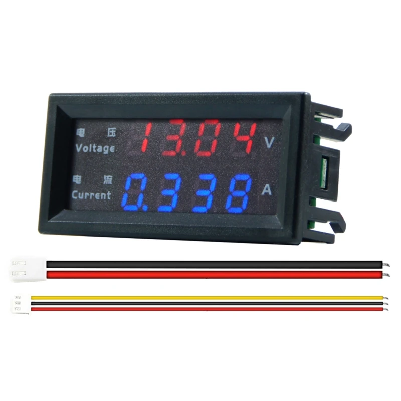 4 Digits High Precision DC 100V 200V 10A Voltmeter Ammeter Dual LED Digital Display Amp Volt Merter Panel Gauge digital micrometer Measurement & Analysis Tools