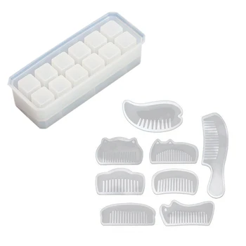 

8 Pieces Transparent White Comb DIY Silicone Mold Jewelry Casting Mould & 1x Multi-Functional Pen Tools Storage Rack Epoxy Mould