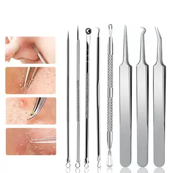 

Newly 8Pcs Stainless Steel acne needle Pimple Blemish Comedone Acne Extractor Remover Tool Set Freeshipping j107