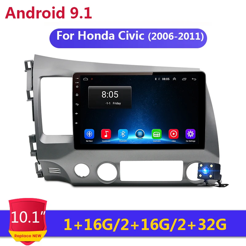 Автомагнитола 2 Din Android 9 1 10 дюйма Wi Fi GPS мультимедийный плеер для Honda Civic 2006 2007 2008