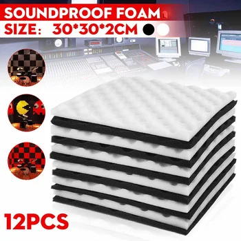 

12pc 30x30x2cm Studio Acoustic Soundproof Foams Pyramid Sound Insulation Acoustic Treatment Studio Wall Panel Tiles