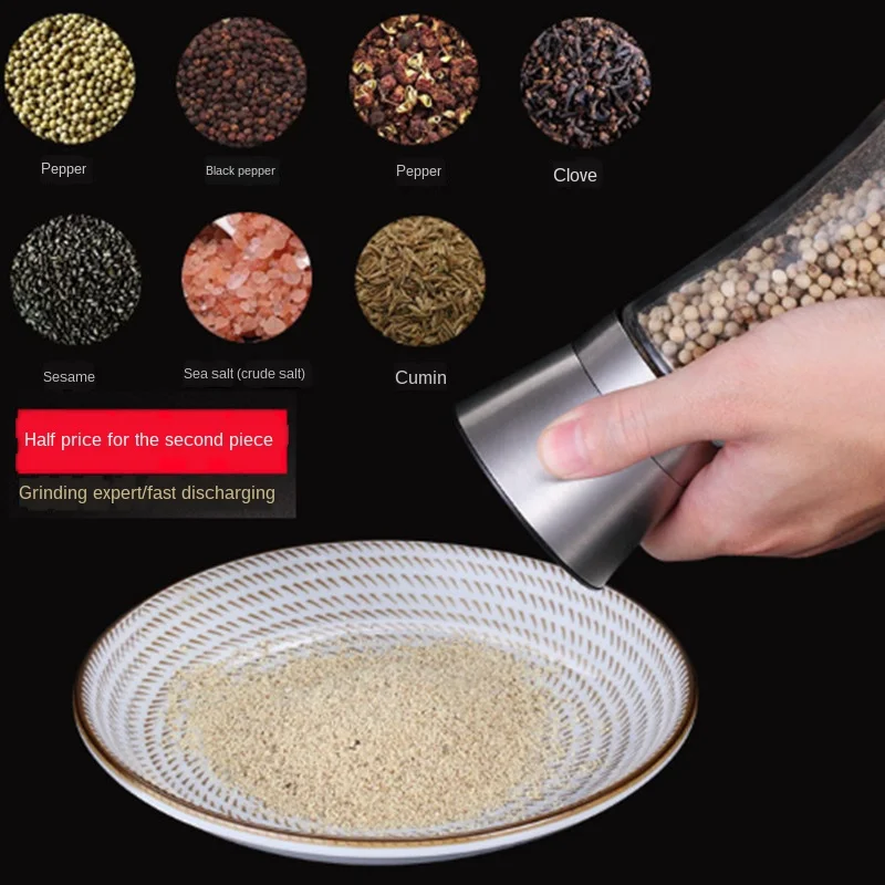 Мельница для перца из матовой нержавеющей стали и мельница соли стеклянный