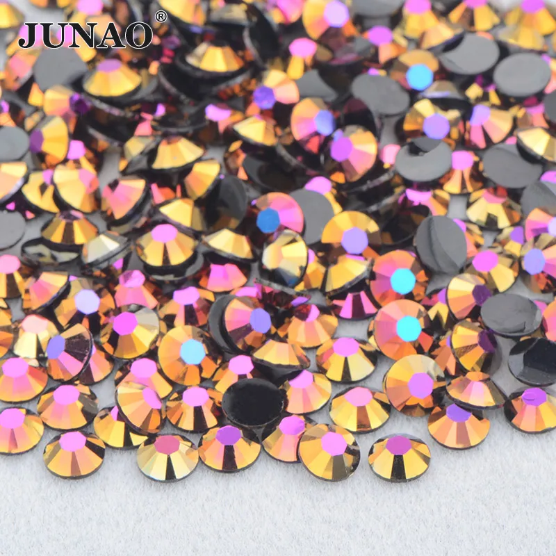 JUNAO Wholesale 2mm 3mm 4mm 5mm 6mm Jelly Rose AB Resin Rhinestone Flatback DIY Stones in Bulk Non Hot Fix Nail Strass Crystal