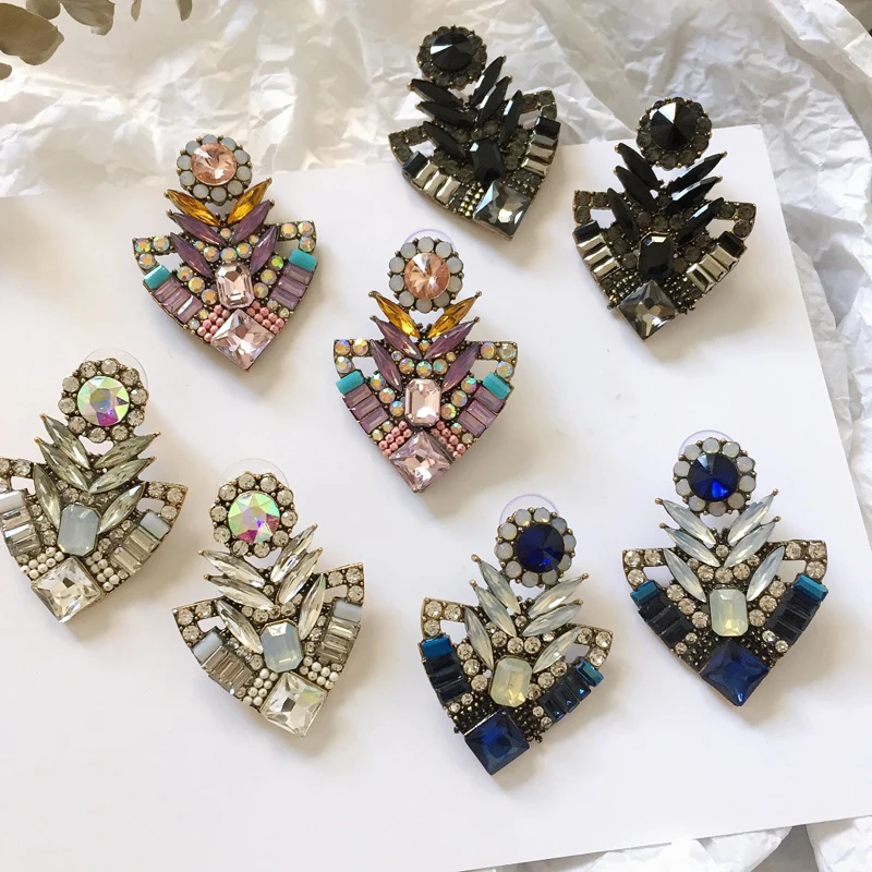Модные серьги-гвоздики Ztech розового/голубого/белого цвета, стразы для женщин, трендовые ювелирные изделия хорошего качества, металлические серьги-гвоздики с драгоценными камнями для женщин и девочек