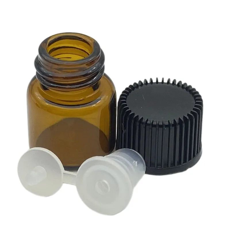 

300pcs Hot Sale 1/4 Dram Small Glass Bottles With Pull Orifice Reducer Screw Cap Mini Essential Oil Empty Vials