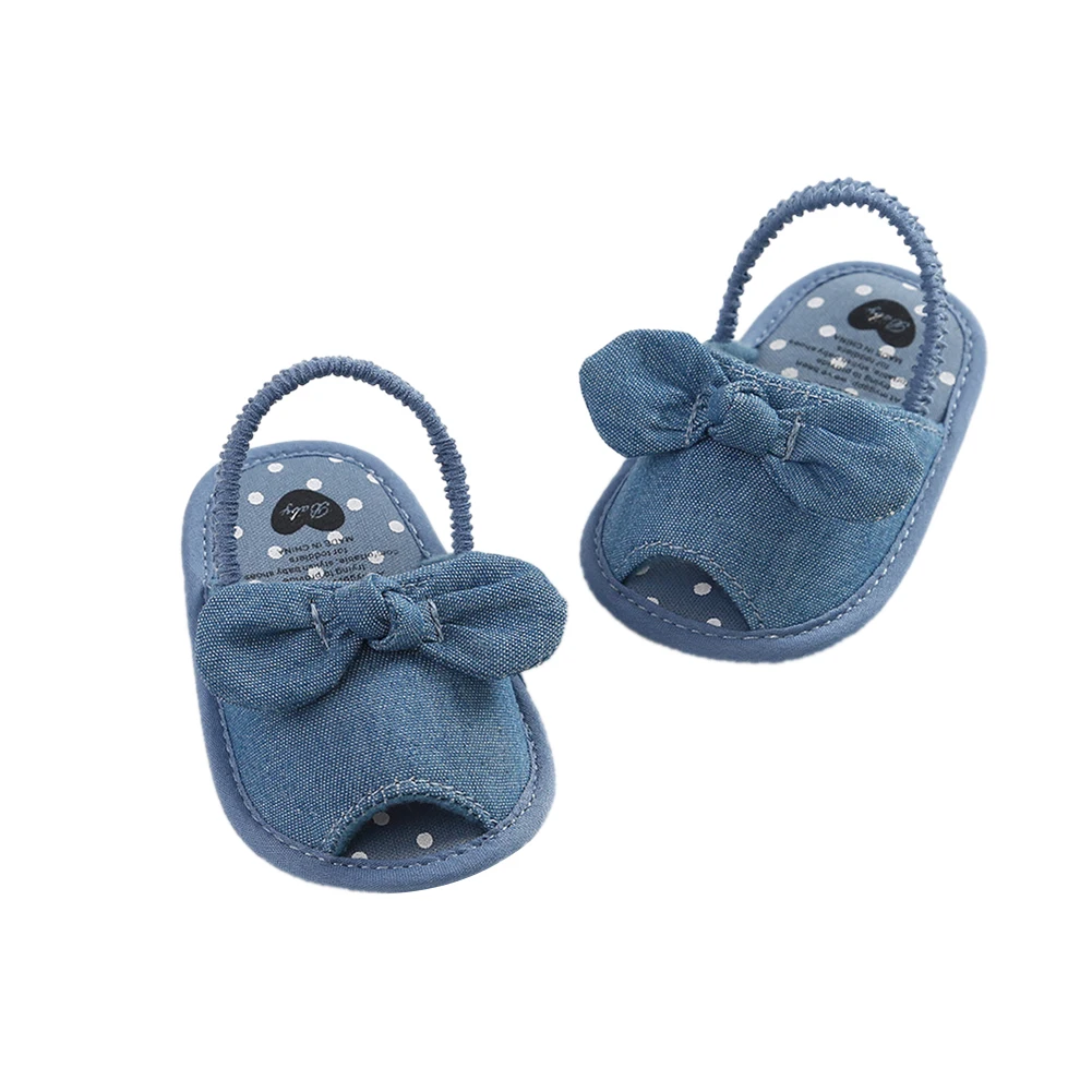 3 Colors Baby Girls Summer Princess Sandal Solid Color Bowknot Elastic Band Non-slip Shoes Infant Soft Sole First Walkers 0-18M