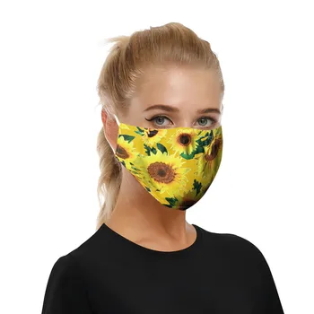 

Sunflower Print Face Mouth Mask Dustproof Windproof Foggy Haze Anti-spitting Protective Mask Breathable Reusable Face Cover