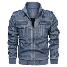 JAYCOSIN куртка мужская джинсовая куртка большого размера однотонная повседневная кожаная куртка с эффектом потертости со стоячим воротником ветровка повседневные куртки#45