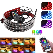 

4pcs Car Underglow Light Flexible Strip LED Remote /APP Control Multi Color Car Led Neon Light RGB Decorative Atmosphere Lamp