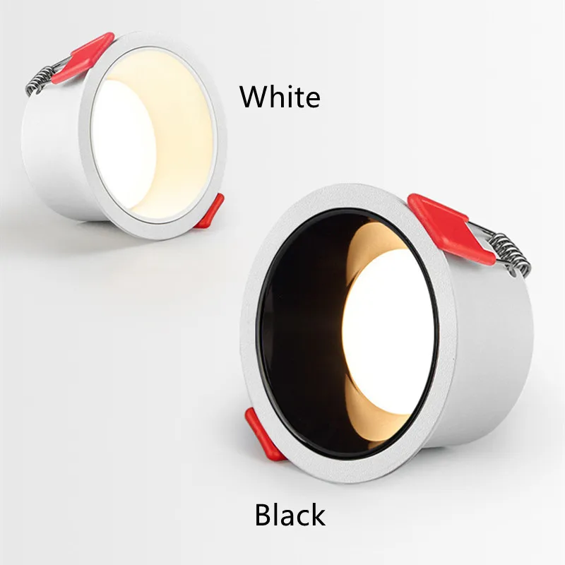 Round Anti-Glare Led SMD2835 Recessed Downlights 7w 12w 15w 18W Dimmable 110v 220v Ceiling Lamp Spotlights For Indoor Lighting