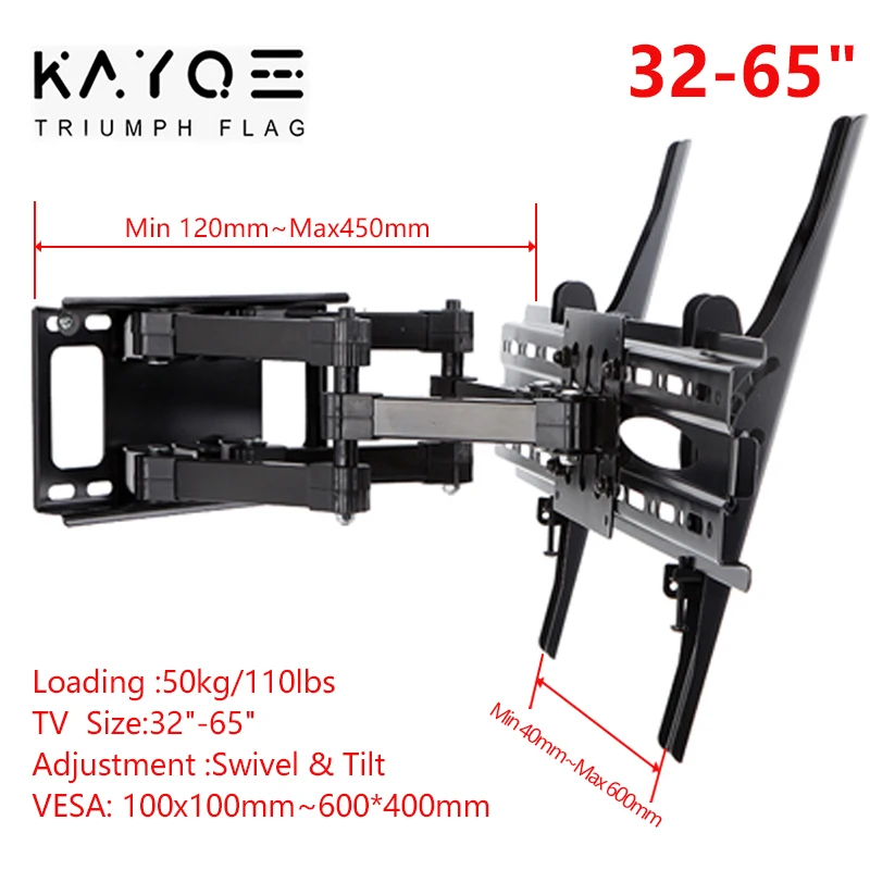 LVDIBAO Universal 3 Arms Monitor Bracket Panel LCD Wall Mounted TV Bracket  Support Size 26-50 loading Up to 40kg VESA 400x400 - AliExpress