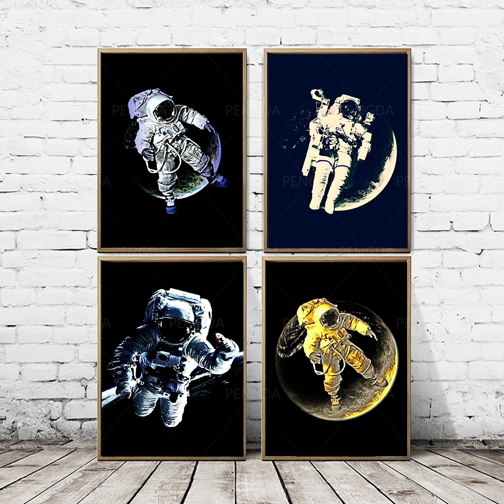 Картины на холсте Космонавт настенные HD плакаты с рисунком вселенной Луны Декор