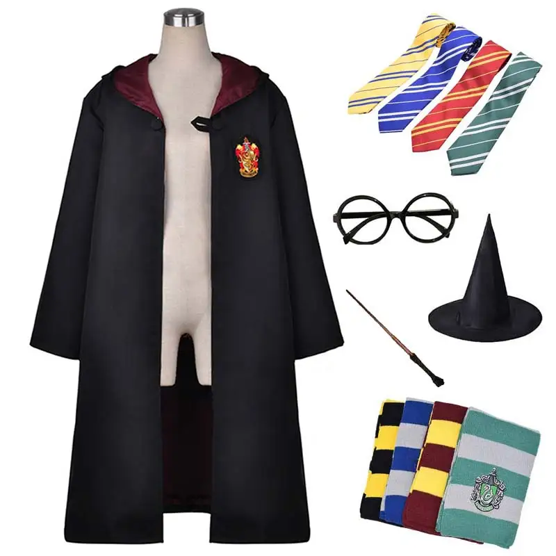 

Cosplay Suit Potter Costumes Robe Cape Cloak with Tie Scarf Ravenclaw/Gryffindor/Hufflepuff/Slytherin Kids Brithday Gift
