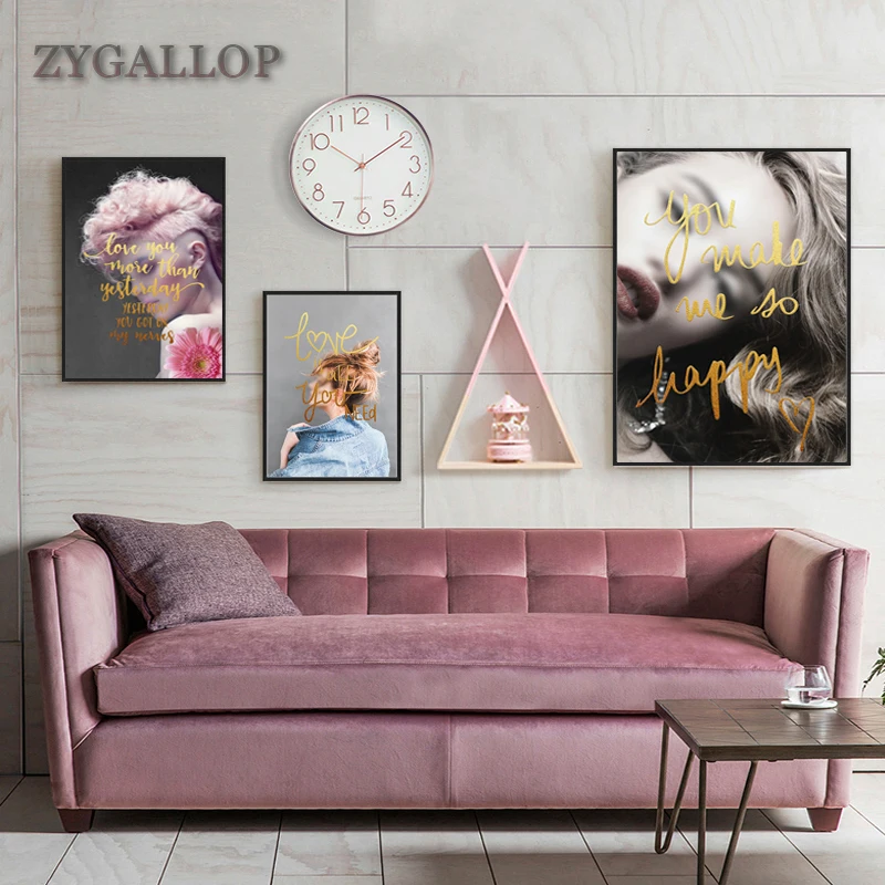ZYGALLOP модный постер для девочек с золотым текстовым принтом на холсте украшение