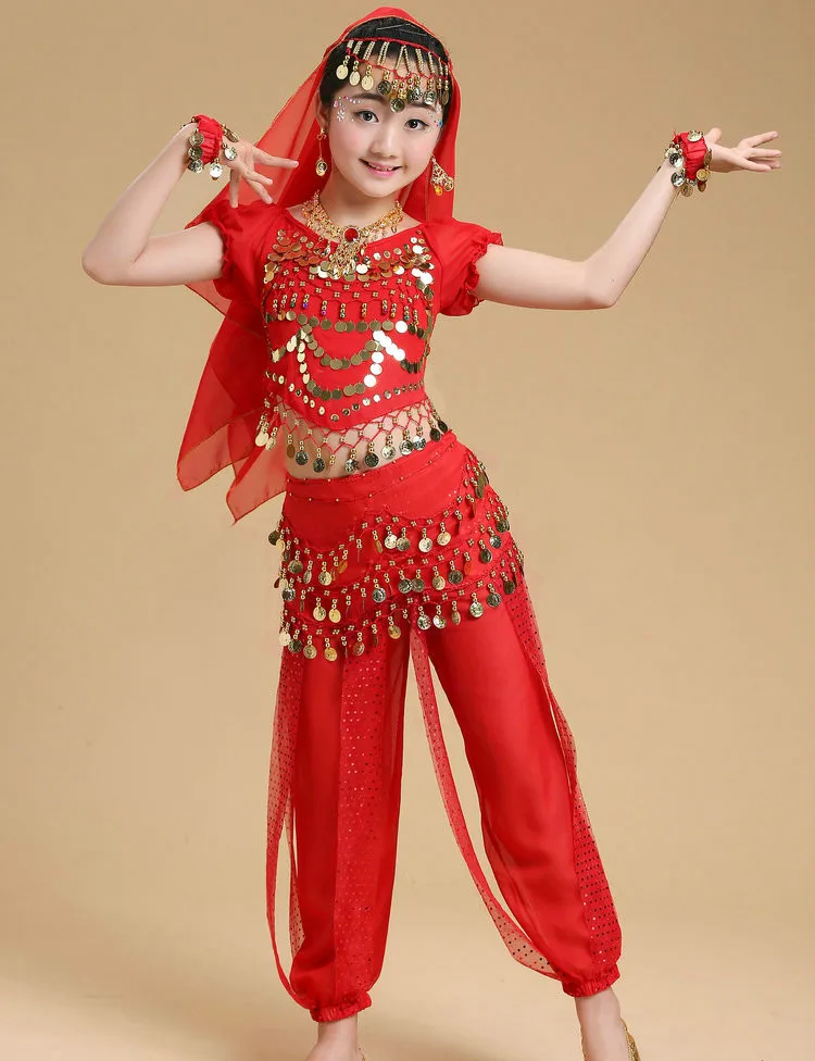 

Girls Belly Dance Costume Children Bollywood Indian Clothing Egypt Dance Outfit Dance Wear 6 Color Oriental Ballroom Performance