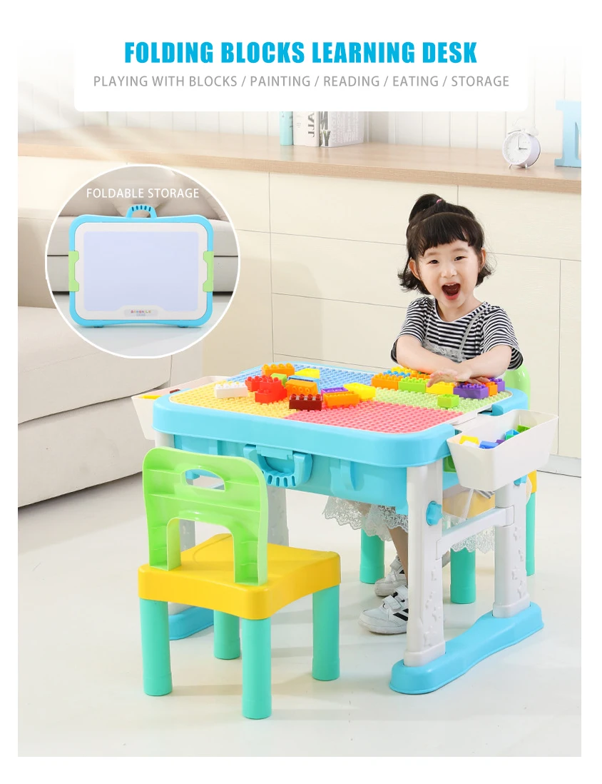 IMBABY, новинка, многофункциональная детская обучающая настольная игрушка, строительные блоки, детские игры, рисование, обучающий стол, развивающие игрушки, свернутые