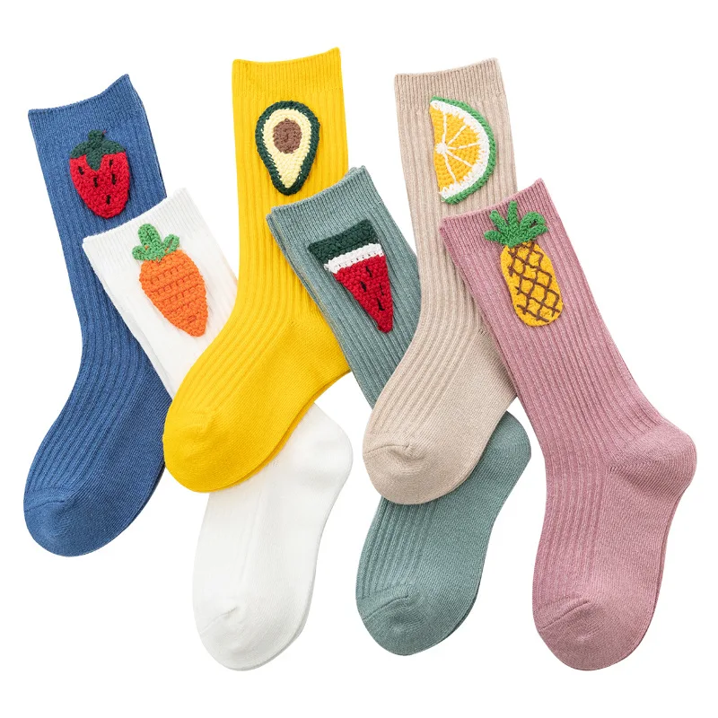 Calcetines largos de algodón con estampado de aguacate, limón, sandía, fruta, para niñas pequeñas, hasta la rodilla, tubo de calcetas para niños