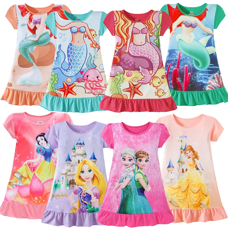 2024 Snow White Princess Dress Girls Kids Clothes Belle Anna Elsa Rapunzel Minnie Dress Abiti Da Compleanno Costume Da Sirena