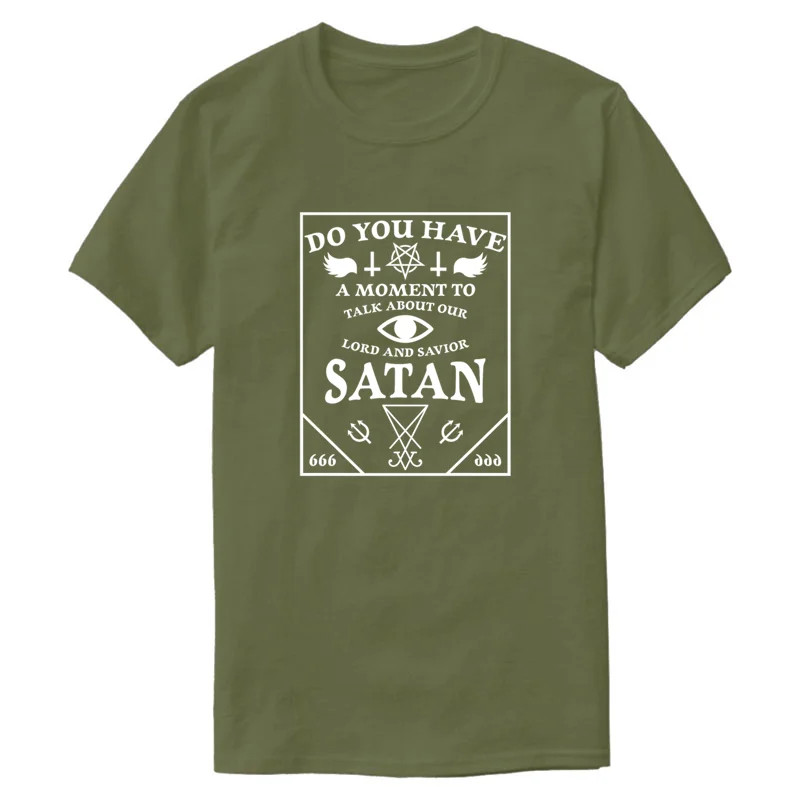 Дизайн говорить о сатаны сатанизм смерти из металла с надписью «Hail Satan» футболка для Для мужчин тренд унисекс Для мужчин футболка с круглым вырезом, в стиле Харадзюку