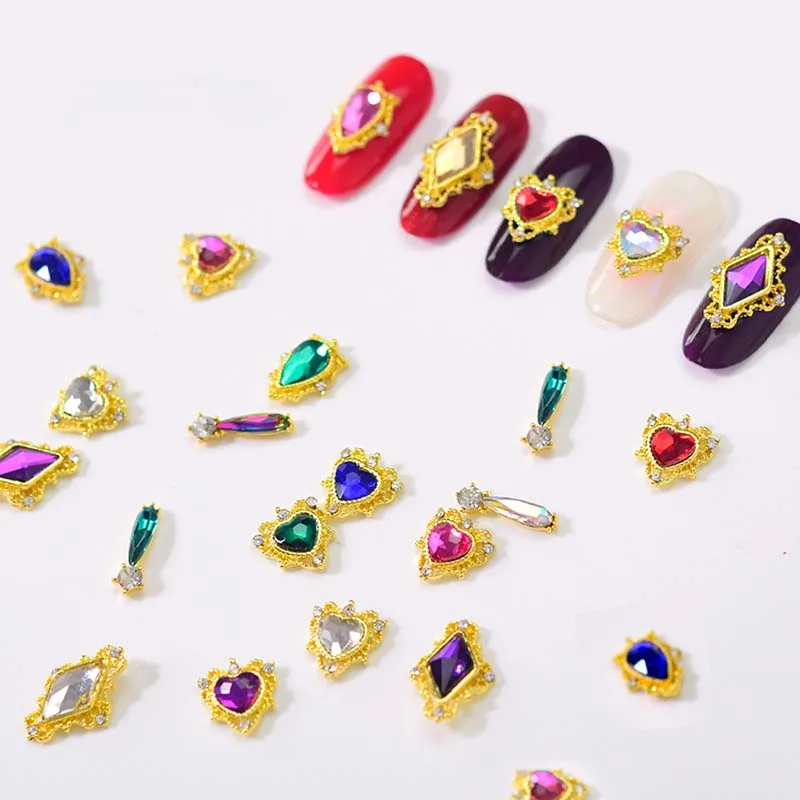 

1Pc 3D Metal Zircon Nail Art Jewelry AB Diamonds Nail Rhinestones Gold-plated Diamond Nails Accessories Symphony Nail Decoration