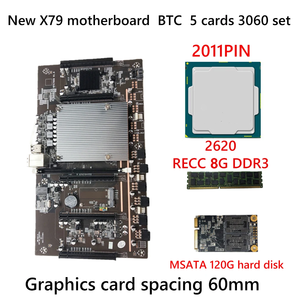 Набор материнской платы X79 BTC для майнинга 5x PCI Express 3 0 8X графическая карта DDR3 2620 Pin