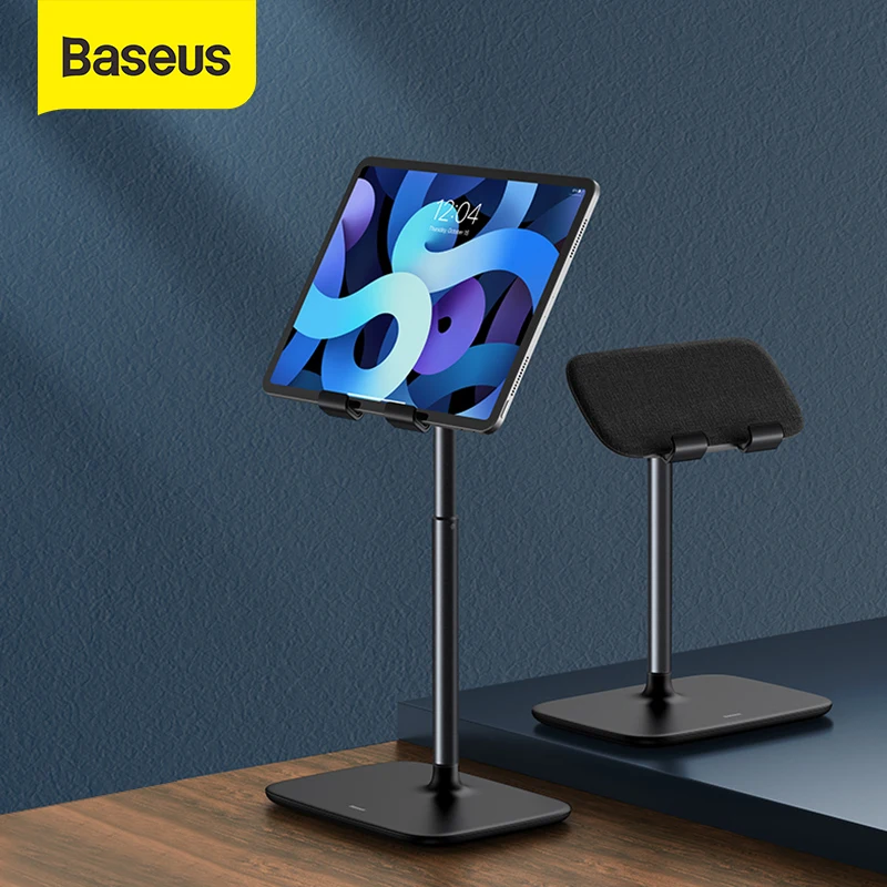 Baseus Desktop Phone Holder Aluminum Height Angle Adjustable Mobile Phone Tablet Stand For iPhone 12 11 Pro XS XR Huawei Tablet