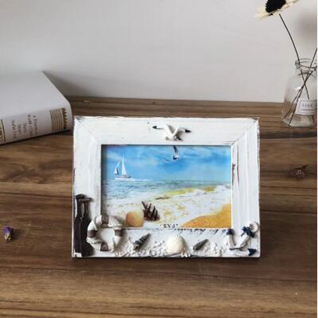 Wooden Photo Picture Frame Family Wedding Photo Holder for Home Wedding Beach Hut Cottage Decor