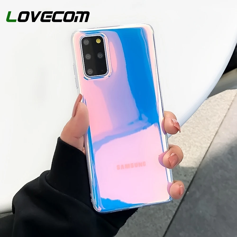LOVECOM Luxury Laser Purple Phone Case For Samsung Galaxy A52 A72 A32 A51 A71 S21 Plus S20 FE Note20 Ultra Soft TPU Bumper Cover | Мобильные