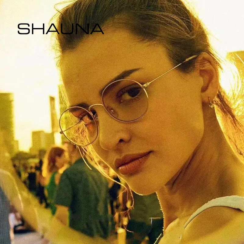Женские Овальные Солнцезащитные очки SHAUNA Ретро стиль брендовый дизайн модный