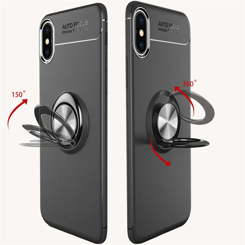 Для iphone 6 6s 7 8 7p 8p x xs xr xsmax чехол бизнес с кольцом на палец магнетизм держатель телефона задняя крышка силиконовый, мягкий, телефонный чехол